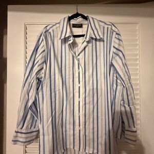 Lane Bryant White and Blue Striped Men's Shirt